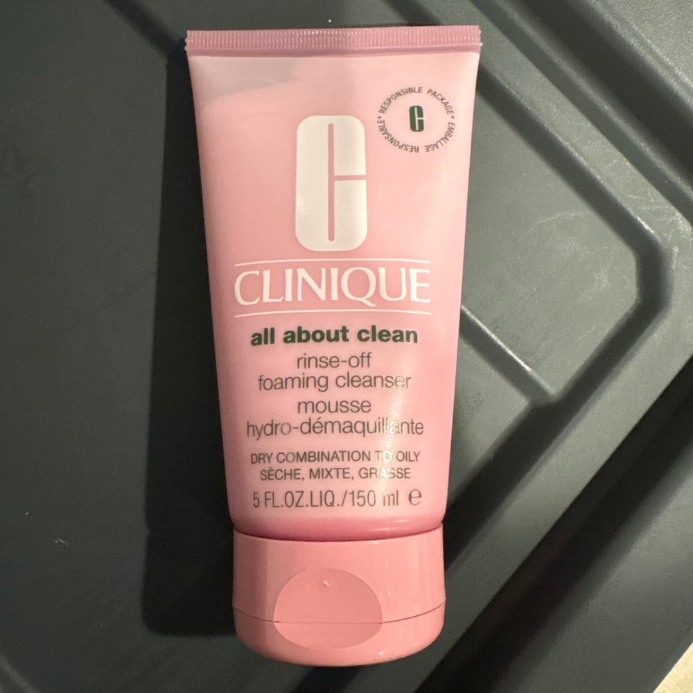Clinique All About Clean Rinse-Off Foaming Cleanser 5oz Pink Dry Combo to Oily